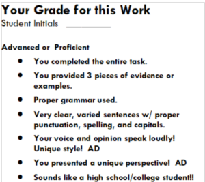 A all-in-one rubric to grade student work.